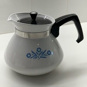 Corningware White and Blue Coffee Pot Corn Flower Design